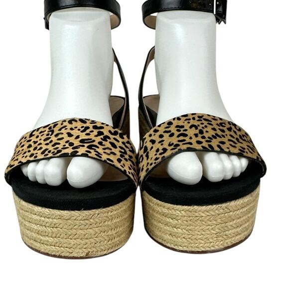 27 Edit Naturalizer Jamari Platform Espadrille Sandals Cow Hair Leopard Print 8 - Picture 3 of 11
